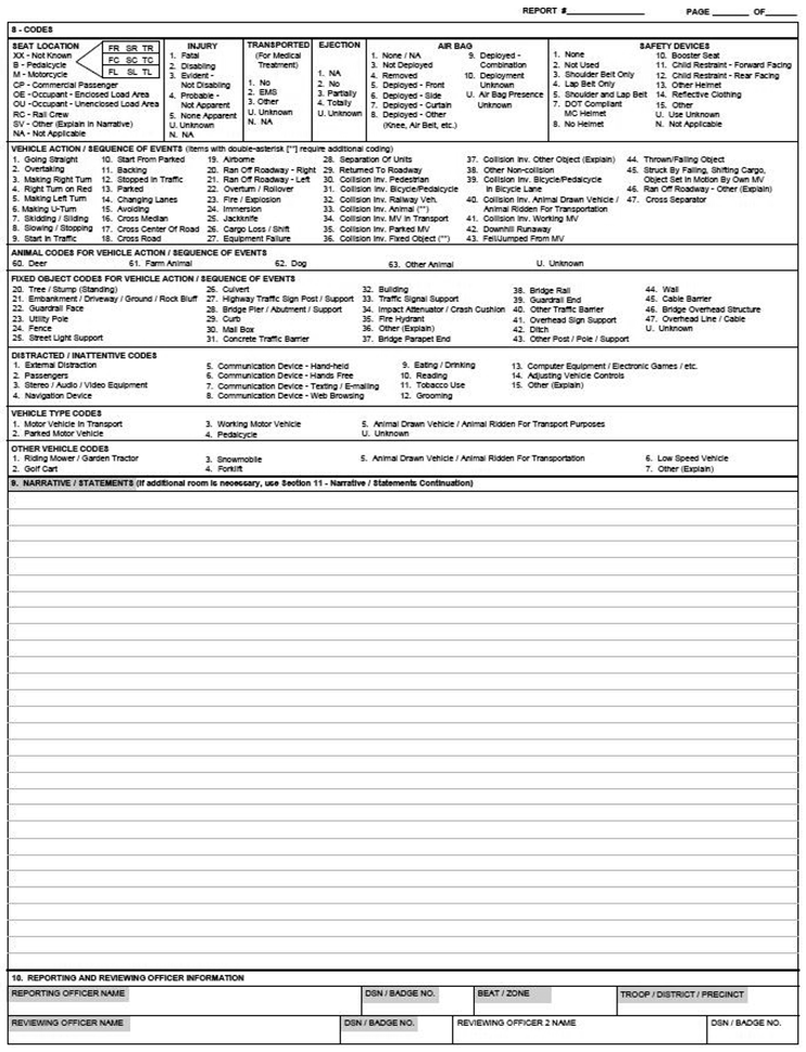 Screenshot of the third page of the Missouri Uniform Crash Report form.